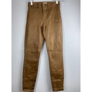 NWOT L’Agence Sz 24 Brown Coated Cotton Poly Spandex Margot Skinny Hirise Pants
